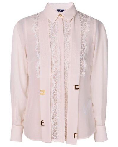 Elisabetta Franchi Lace Detailed Buttoned Shirt - Pink