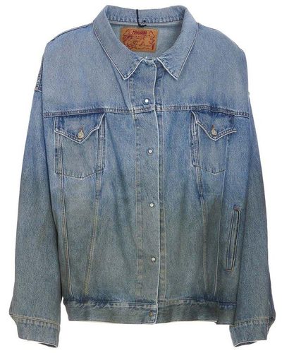 Magliano Long Sleeved Drop Shoulder Denim Jacket - Blue