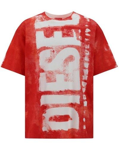 DIESEL T-boxt Bisc Logo Printed Crewneck T-shirt - Red