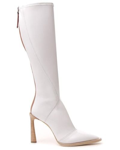 Fendi Two-tone Glossed-neoprene Knee Boots - White