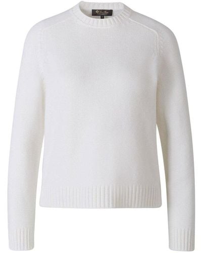 Loro Piana Parksville Crewneck Knit Sweater - White
