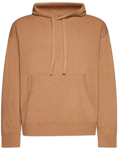 Roberto Collina Drawstring Knit Hoodie - Brown