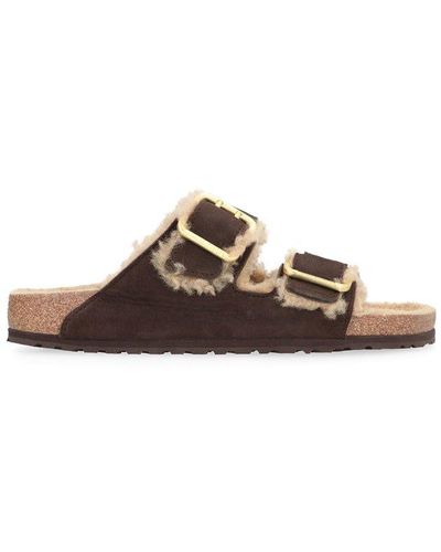 Birkenstock Fur-lined Double-strap Sandals - Brown