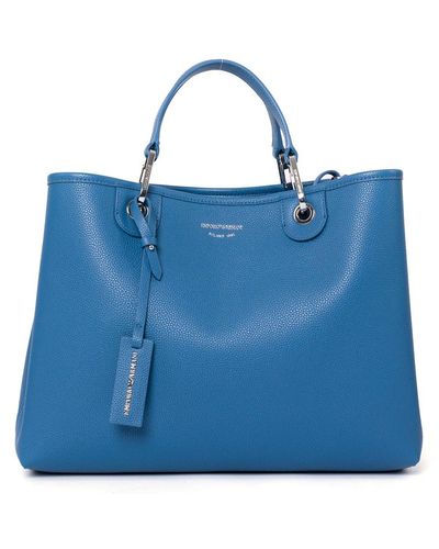 Emporio Armani Pebbled Medium Top Handle Bag - Blue