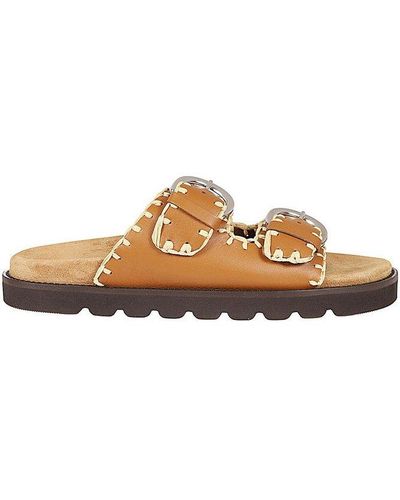 Weekend by Maxmara Footbed Open Toe Sandals - Brown