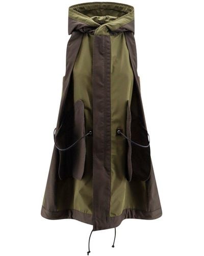 Sacai Two-toned Sleeveless Oversized Jacket - Green