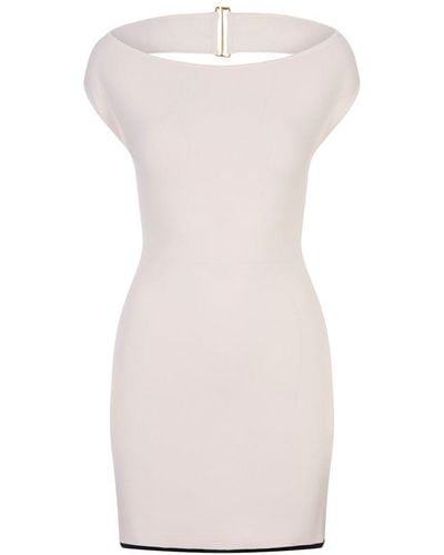 Jacquemus Drop-shoulder Knitted Mini Dress - White