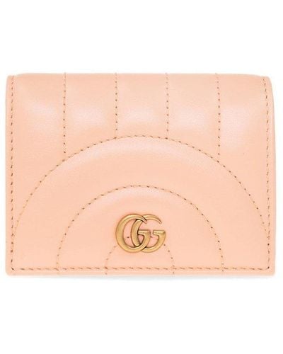 Gucci Double-g Logo Plaque Bi-fold Padded Wallet - Pink