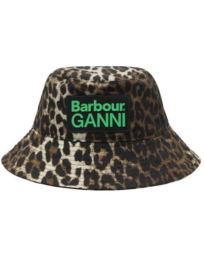 Barbour Leopard Canvas Bucket Hat - Green