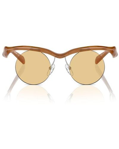 Prada A24s Round-frame Sunglasses - Natural