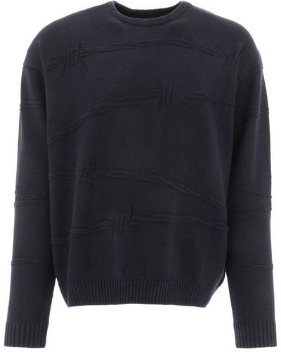 Fucking Awesome Barbed Wire Knitted Sweater - Blue