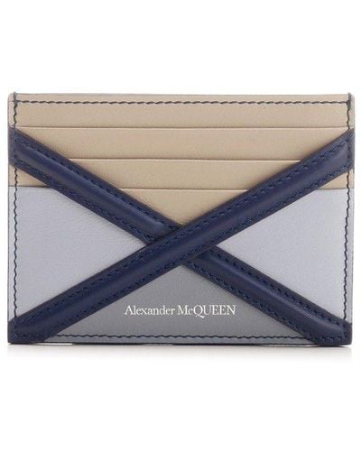 Alexander McQueen Logo Embossed Crossover Detail Cardholder - Blue