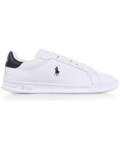 Polo Ralph Lauren Heritage Court Ii Branded Leather Low-top Sneakers - White