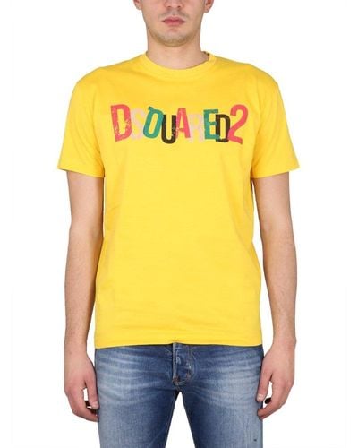 DSquared² Logo Printed Crewneck T-shirt - Yellow