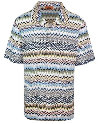 Missoni Zigzag Pattern Short-sleeved Bowling Shirt - Grey