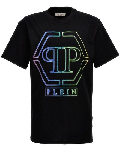 Philipp Plein Logo Embellished Crewneck T-shirt - Black