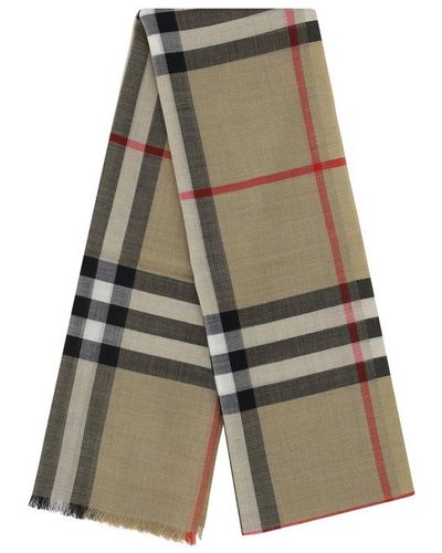 Burberry Checked Frayed-edge Scarf - Green