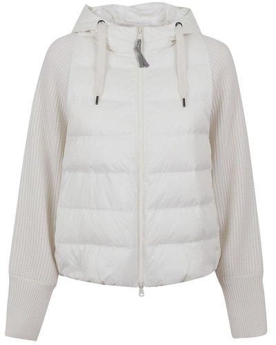 Brunello Cucinelli Wool And Cashmere-blend Knit Jacket - White