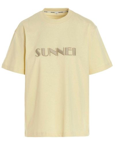 Sunnei Logo-embroidered Crewneck T-shirt - Yellow