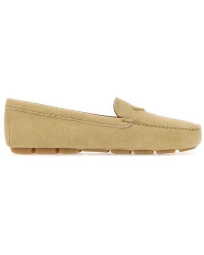 Prada Round-toe Slip-on Loafers - Natural