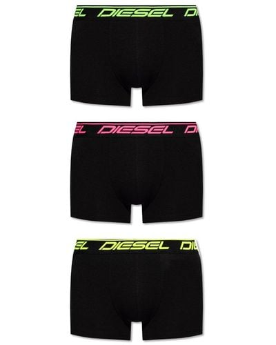 DIESEL Umbx-damien Palm Printed Three Packs Of Boxers - Black