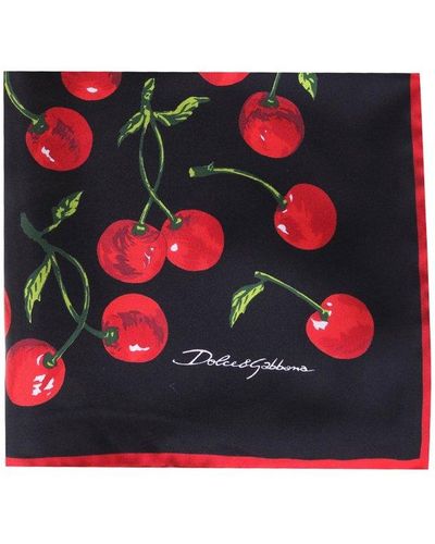 Dolce & Gabbana Silk Foulard With Cherry Print - Red