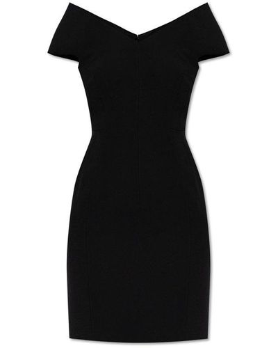 Versace Sculptural V-neck Sleeveless Mini Dress - Black
