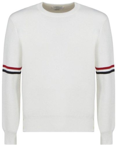 Thom Browne Rwb Striped Knit Sweater - White