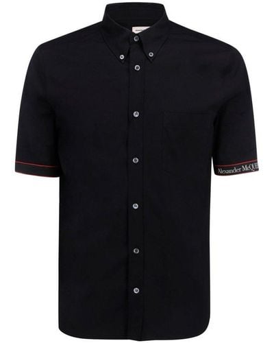 Alexander McQueen Logo Trim Short-sleeved Shirt - Black