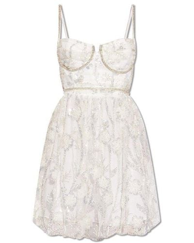 Self-Portrait Tulle Dress With Sequins, - White