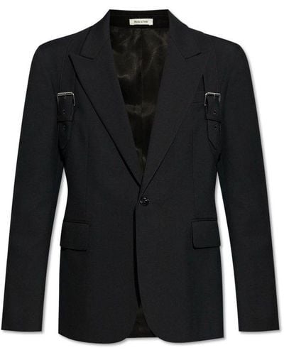 Alexander McQueen Buckle Detailed Single Breasted Blazer - Black