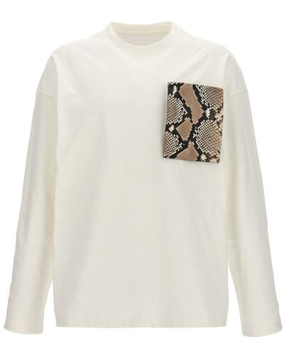 Jil Sander Patterned Pocket Long-sleeved T-shirt - White