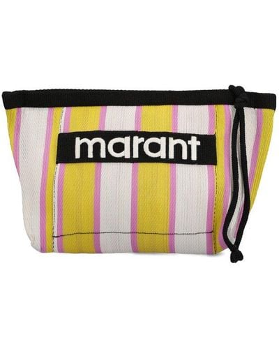 Isabel Marant Logo Patch Striped Clutch Bag - Black