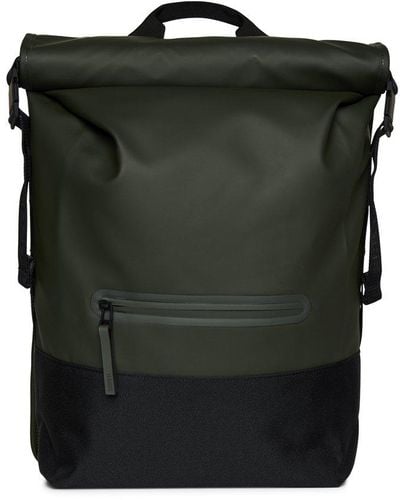Rains Trail Rolltop Zip Detailed Backpack - Black