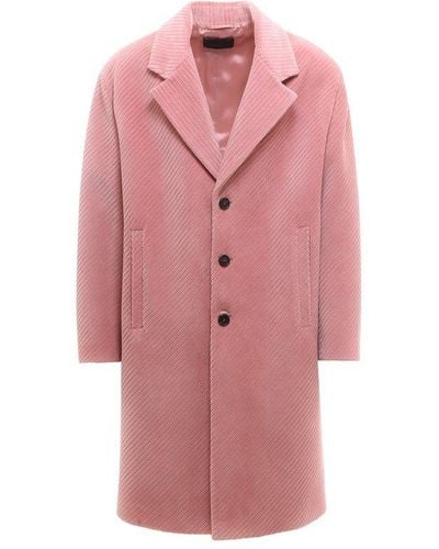 Prada Single-breasted Corduroy Coat - Pink