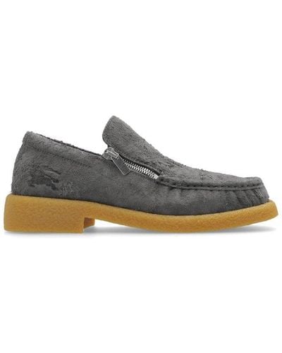 Burberry Chance Side-zip Square-toe Loafers - Grey