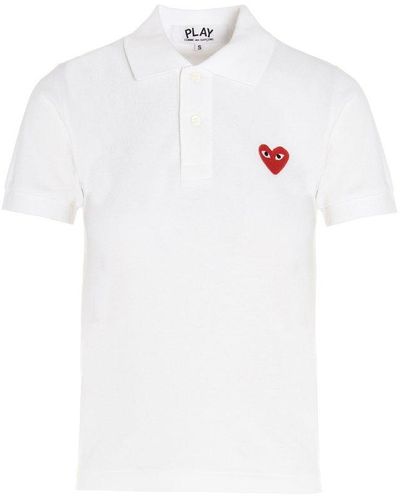 COMME DES GARÇONS PLAY Heart Logo Patch Short-sleeved Polo Shirt - White