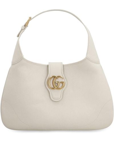 Gucci Aphrodite Logo Plaque Medium Shoulder Bag - Natural