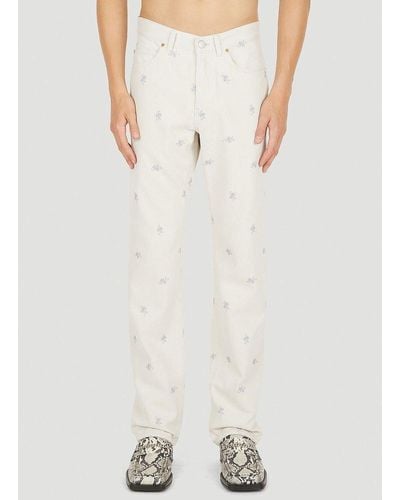 Martine Rose Relaxed Floral Print Jeans - White