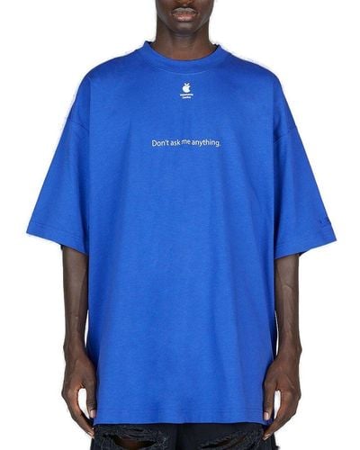 Vetements Don't Ask Me Anything Printed Crewneck T-shirt - Blue