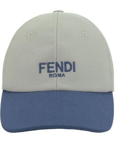 Fendi Logo Embroidered Baseball Baseball - Blue