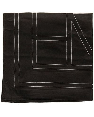 Totême Embroidered Monogram Scarf - Black