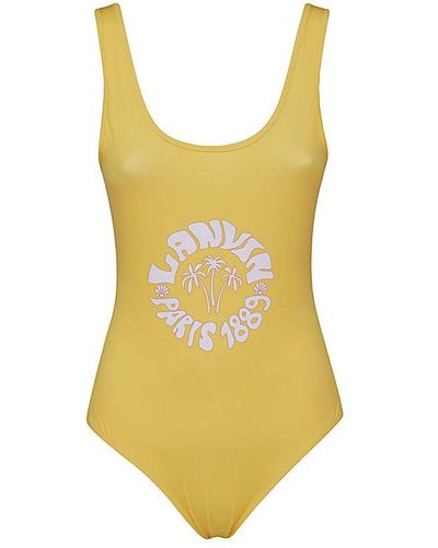 Lanvin Logo Printed Sleeveless Swimsuit - Yellow