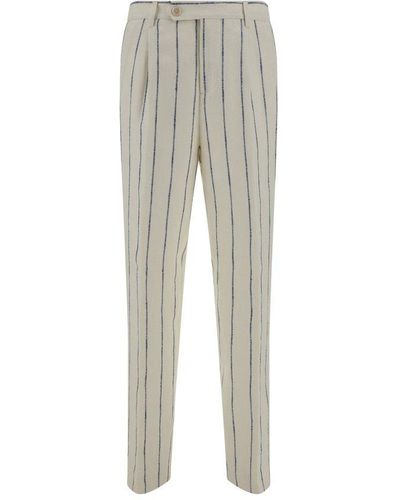 Brunello Cucinelli Striped Tapered-leg Trousers - Grey