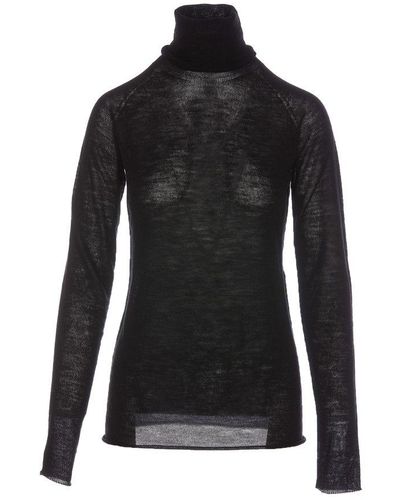 Roberto Collina Semi Sheer Turtleneck Sweater - Black