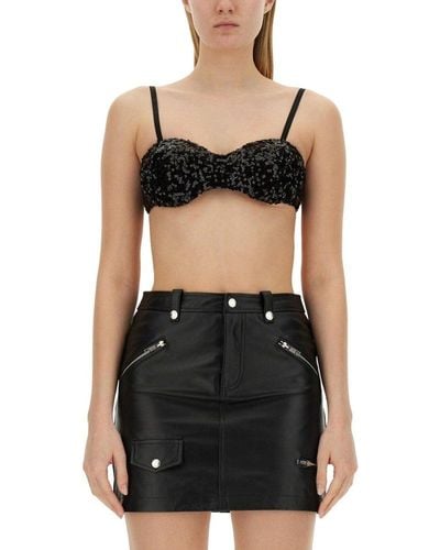 Moschino Jeans Sequined Cropped Top - Black