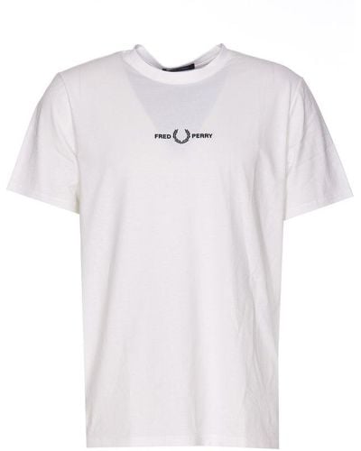 Fred Perry Logo-embroidered Crewneck T-shirt - White