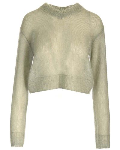 Acne Studios V-neck Open-knit Sweater - Green
