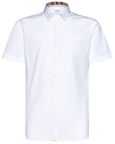 Burberry Logo-embroidered Short Sleeved Shirt - White