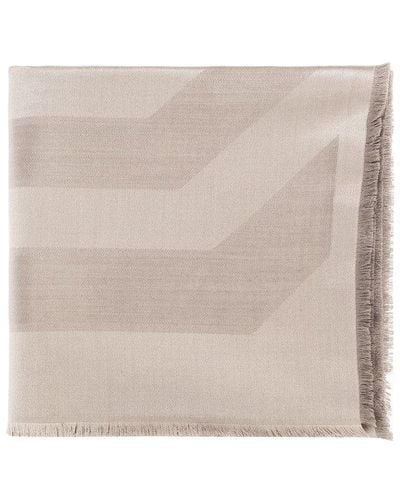 Lanvin Scarf With Logo, - Natural
